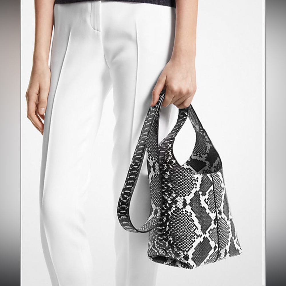 Michael Kors Collection Dede Mini Python Embossed Leather Hobo Bag - Picture 2 of 4